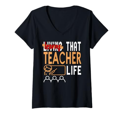 Damen Tschüss Klasse Hallo Freiheit Lehrerleben Ade T-Shirt mit V-Ausschnitt Damen Tschüss Klasse Hallo Freiheit Lehrerleben Ade T-Shirt mit V-Ausschnitt von Lebenswechsel Humor Für Lehrer