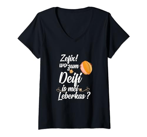 Damen Leberkäse tshirt Leberkas Leberkässemmel Fleischkäse Bayern T-Shirt mit V-Ausschnitt Damen Leberkäse tshirt Leberkas Leberkässemmel Fleischkäse Bayern T-Shirt mit V-Ausschnitt von Leberkäse tshirt Leberkas Leberkässemmel