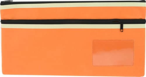 Osmer Federmäppchen aus hochwertigem Polyester, zwei Reißverschlüsse, mit Namenskarteneinsatz, 35 cm x 18 cm, Orange, Orange, 35 cm x 18 cm, klassisch von Lebez