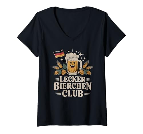 Damen Lecker Bierchen Club Mallorca Malle Urlaub Party T-Shirt mit V-Ausschnitt Damen Lecker Bierchen Club Mallorca Malle Urlaub Party T-Shirt mit V-Ausschnitt von Lecker Bierchen Club - Worldwide