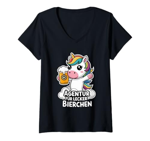 Damen Mallorca Crew Party Einhorn Bierliebhaber Lecker Bierchen T-Shirt mit V-Ausschnitt von Lecker Bierchen Party Crew Mallorca