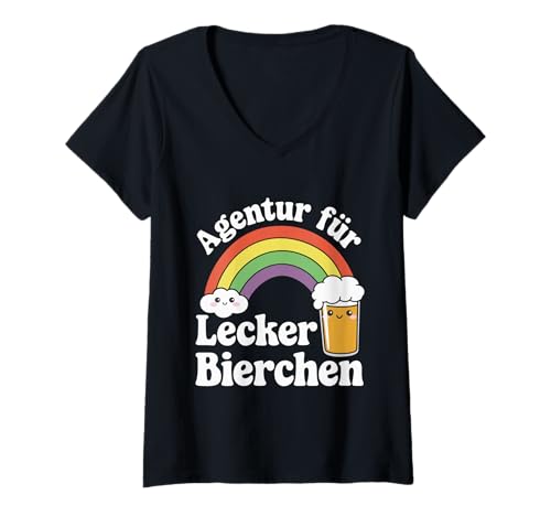 Damen Mallorca Party Crew Lustiger Bier Lecker Bierchen T-Shirt mit V-Ausschnitt von Lecker Bierchen Party Crew Mallorca