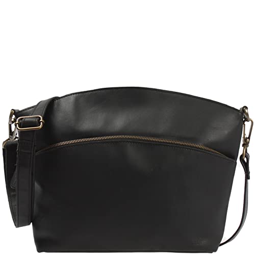LECONI Umhängetasche für Damen Schultertasche Freizeittasche Damentasche Frauen Ledertasche Handtasche Vintage-Style Leder 36x27x8cm schwarz LE3050-wax von LECONI
