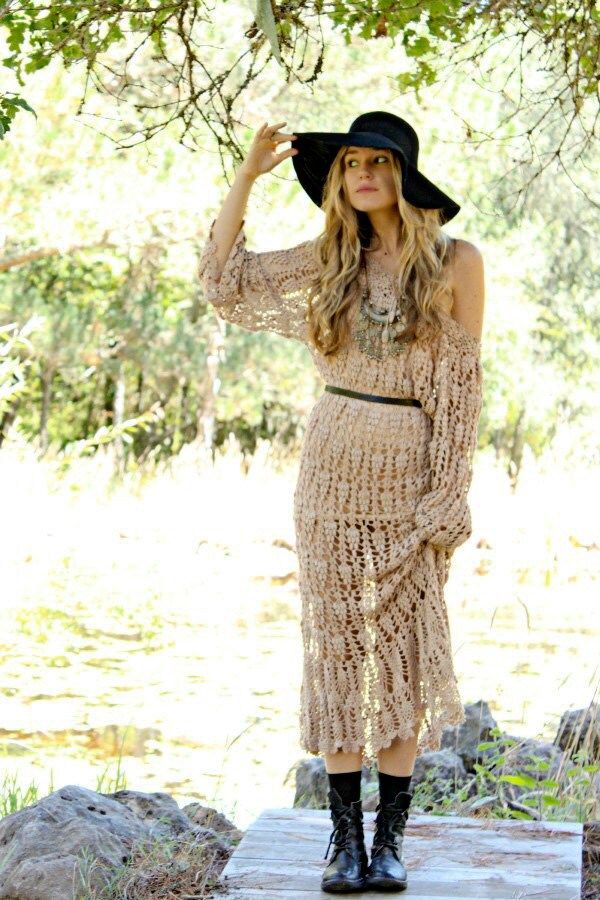 Gehäkelte Modetrends Exklusiver Häkeln Langes Kleid - Kundenspezifisch Konfektioniert von LecrochetArt