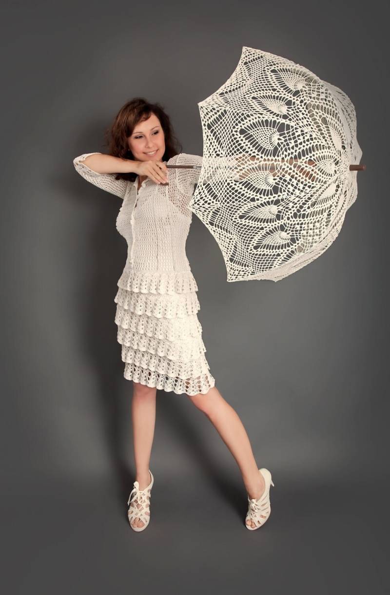 Kleid Weiß Exklusive Häkeln von LecrochetArt