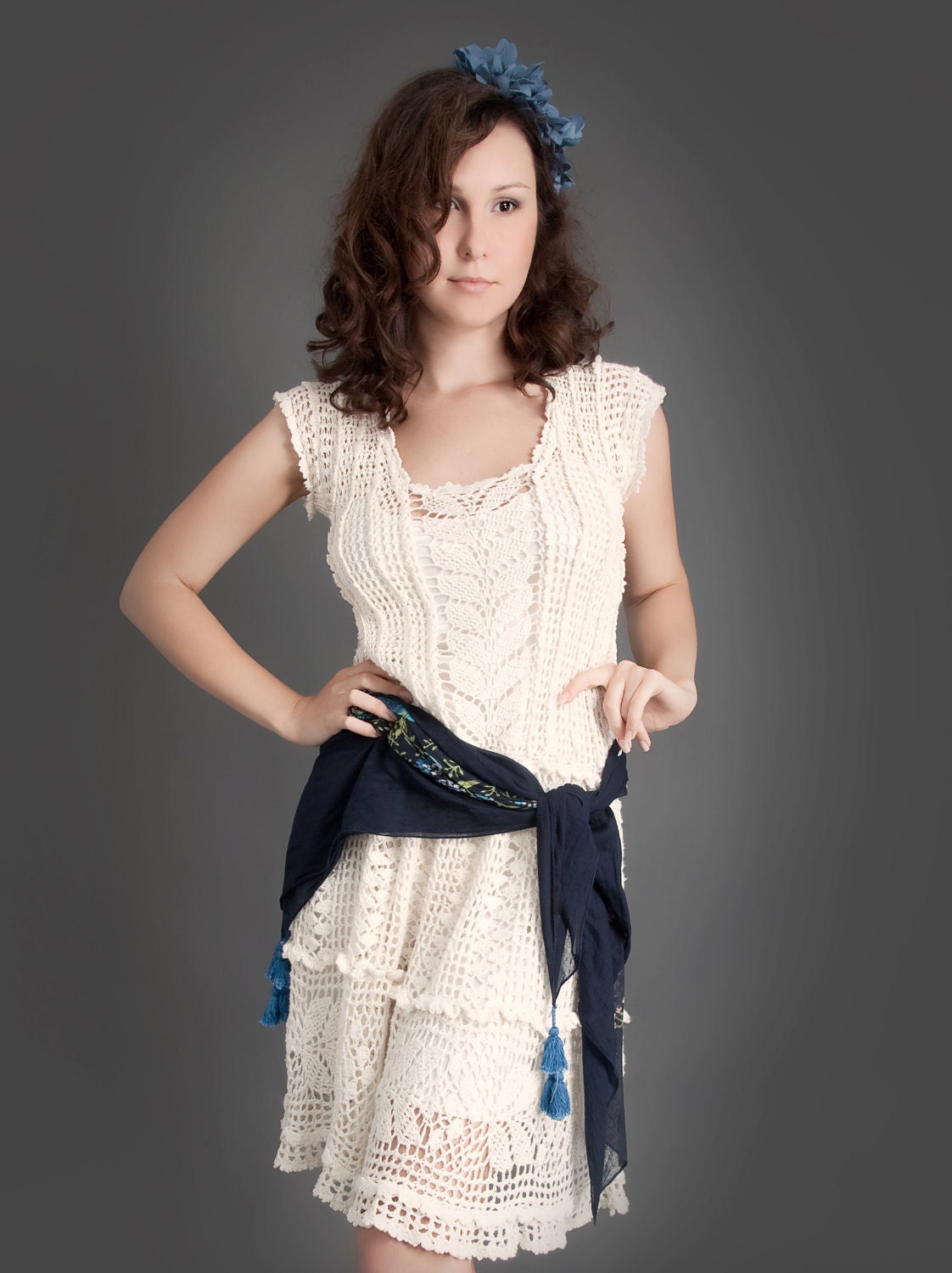 Milchig Weiße Exklusive Häkelkleid von LecrochetArt