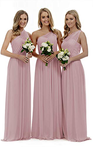 Lecureler Langes, einschultriges Ballkleid für Brautjungfern, blush, 32 von Lecureler