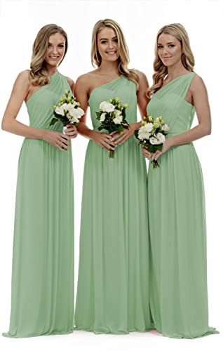 Lecureler Langes Brautjungfernkleid mit einer Schulter, graugrün, 42 von Lecureler