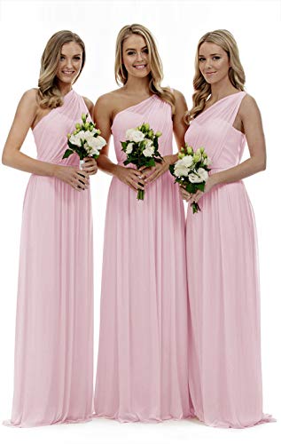 Lecureler Langes, einschultriges Ballkleid für Brautjungfern, babyrosa, 32 von Lecureler
