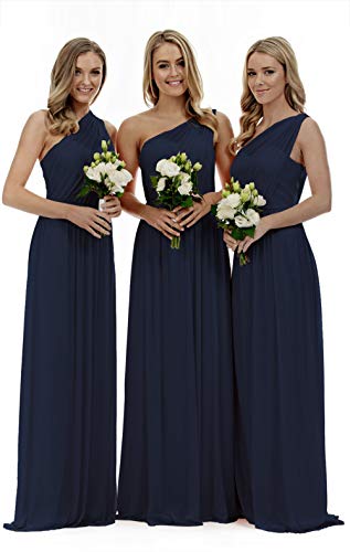 Lecureler Langes, einschultriges Ballkleid für Brautjungfern, marineblau, 34 von Lecureler