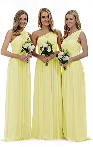 Lecureler Langes, einschultriges Ballkleid für Brautjungfern, gelb, 36 von Lecureler