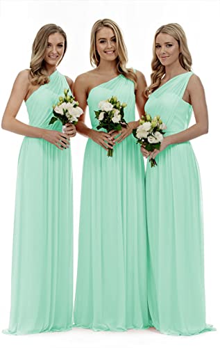 Lecureler Langes, einschultriges Ballkleid für Brautjungfern, mint, 40 von Lecureler