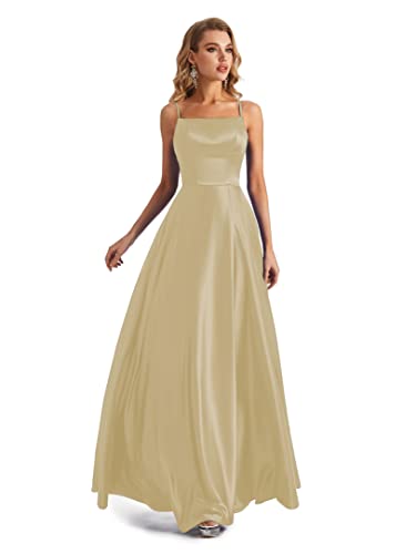 Lecureler Satin-Spaghettiträger, champagnerfarben, 38 von Lecureler