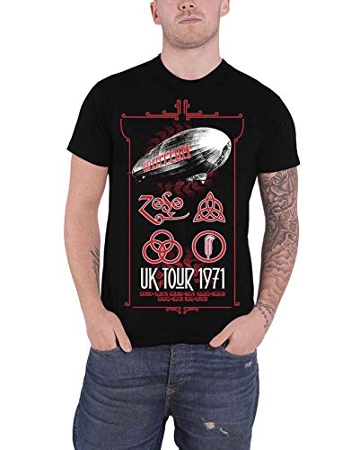 Led Zeppelin Herren Ledzeppelin_uk Tour '71_Men_bl_ts: M T-Shirt, Schwarz (Black Black), Medium von Led Zeppelin