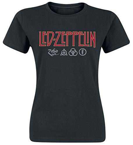 Led Zeppelin Logo & Symbols Girl-Shirt schwarz S von Led Zeppelin