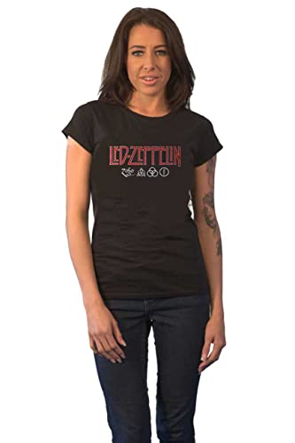 Led Zeppelin Logo & Symbols Girl-Shirt schwarz XL von Led Zeppelin