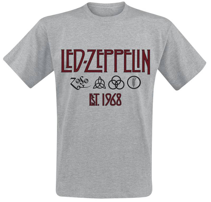 Led Zeppelin Symbols Est. 1968 T-Shirt grau meliert in L von Led Zeppelin