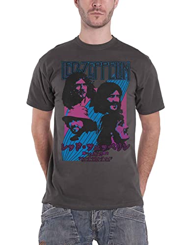 Led Zeppelin T Shirt Japanese Blimp Band Logo Neu Offiziell Herren Charcoal, Charcoal, XXL von Led Zeppelin