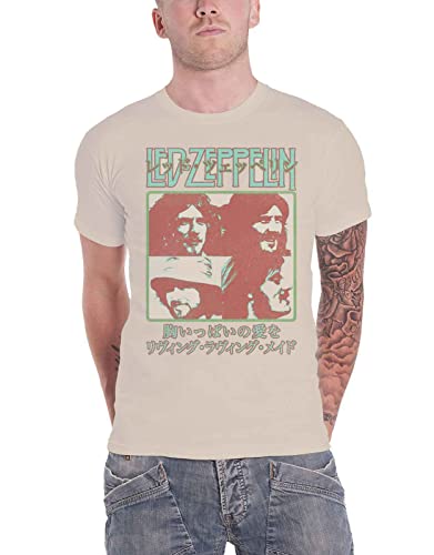 Led Zeppelin T Shirt Japanese Manifesto Band Logo Neu Offizielles Herren Natural, Weiß, XL von Led Zeppelin