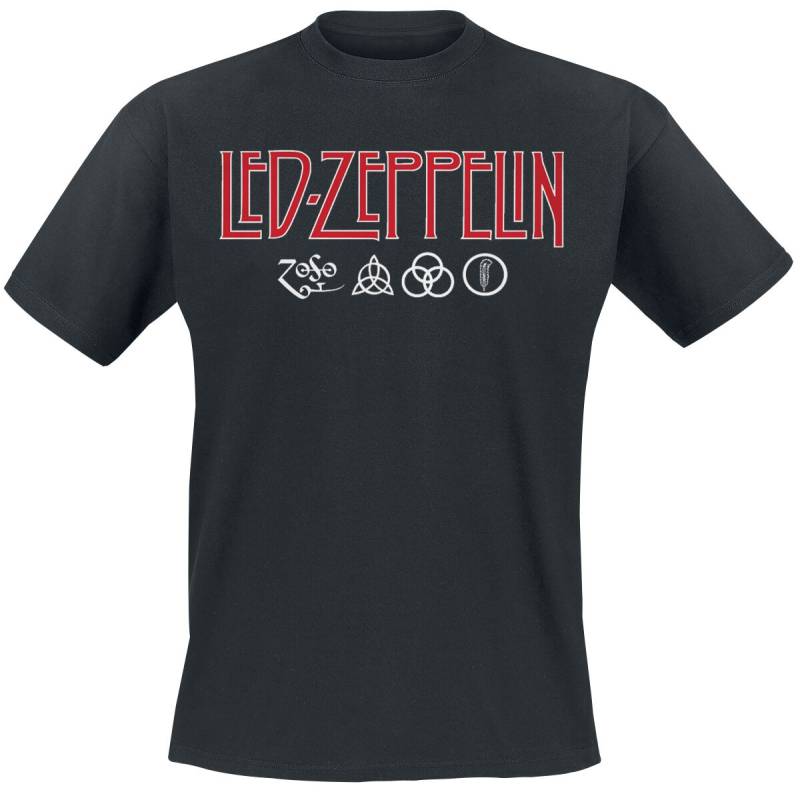 Led Zeppelin T-Shirt - Logo & Symbols - S bis XXL - für Männer - Größe S - schwarz  - Lizenziertes Merchandise! von Led Zeppelin