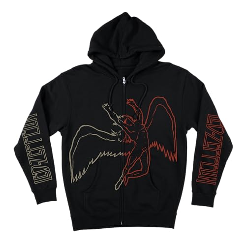 Led Zeppelin Unisex Angel Sky Zip Hood Sweatshirt, Schwarz, X-Large von Led Zeppelin