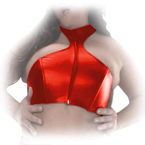 Ledapol - Echt Leder Zip Bustier/Top mit Stehkragen rot - Gr. M von Ledapol