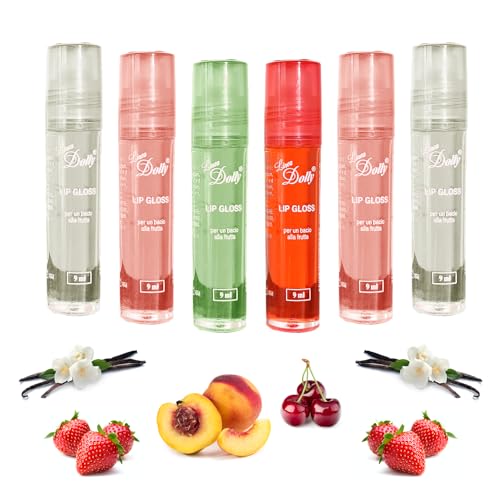6 Stück Lip Gloss Beruhigender 3D-Effekt, Fruchtgeschmack, parfümierter Lipgloss, flüssig, glänzend und feuchtigkeitsspendend, langanhaltend, Spiegeleffekt, Lipgloss von Leddy Living