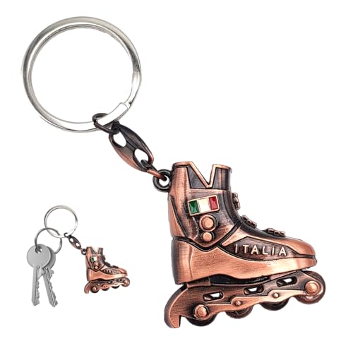 Leddy Living Taschenanhänger mit Rollschuh-Ring, Inline-Skate-Schlüsselanhänger, italienische Nationalflagge, aus Metall, Zubehör für Damen und Herren, Geschenkidee, Kupferfarben, One size von Leddy Living