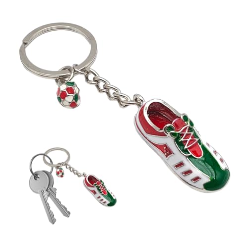 Schlüsselanhänger aus emailliertem Metall in Form eines Fußballschuhs mit Fußball – Design der italienischen Flagge, Geschenkidee für Fans und Sportler, elegantes Accessoire für Auto und Motorrad, von Leddy Living