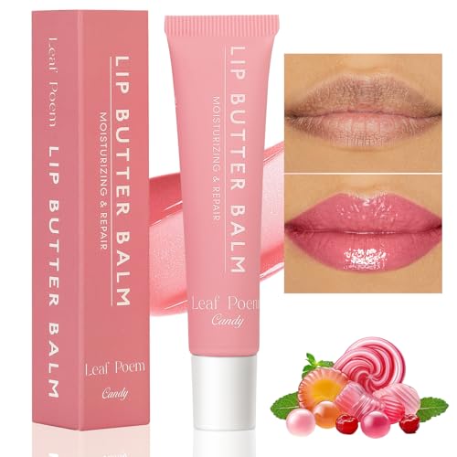 Ledeak Summer Lip Butter Balm, Lippenbalsam Mit Butter, Feuchtigkeit Lippenpflege Lip Gloss, Glänzender Lipgloss, Feuchtigkeitsspendender Lippenbalsam für Männer Frauen (02# Bonbon) von Ledeak