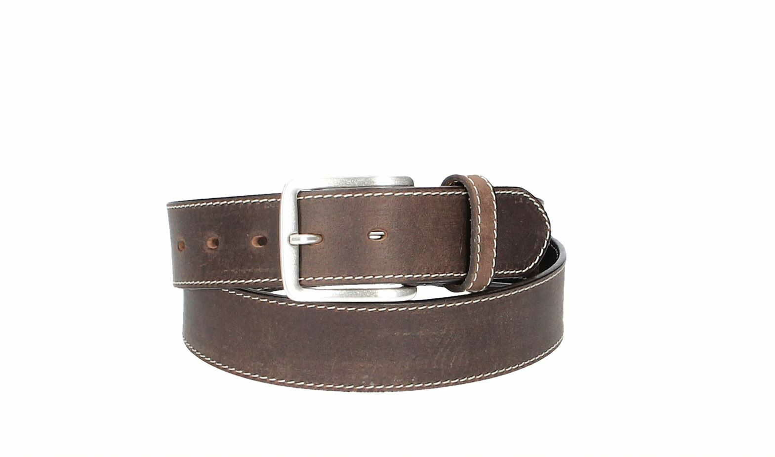 Ledergürtel abgenäht 40mm breit Hellbraun von Leder Bazlen