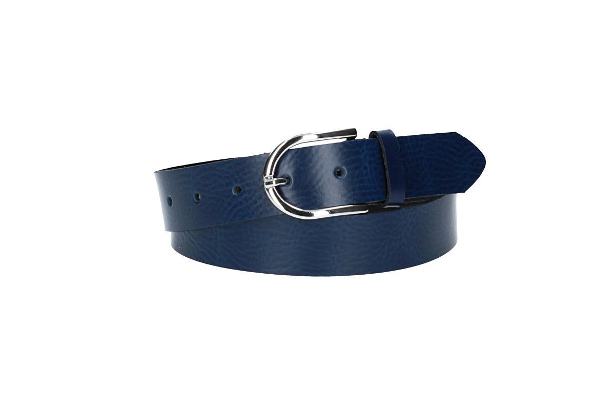 Leder Bazlen Ledergürtel 30mm in Blau, Marine mit Dornschließe in Silber (LB1210B30-490) sehr weiches Vollrindleder von Leder Bazlen