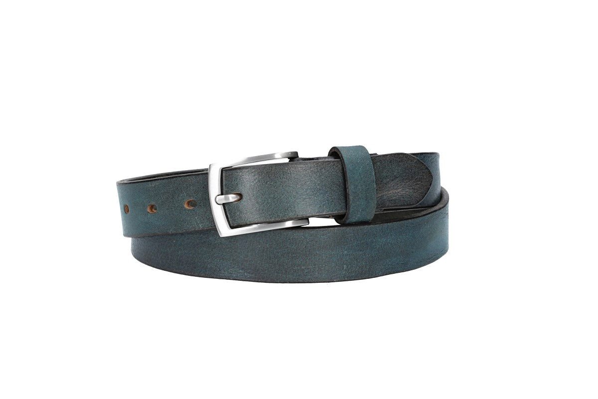 Leder Bazlen Ledergürtel 30mm in Blau, Marine mit Schließe in Silber (LB1170B30-450) sehr weiches Vollrindleder von Leder Bazlen