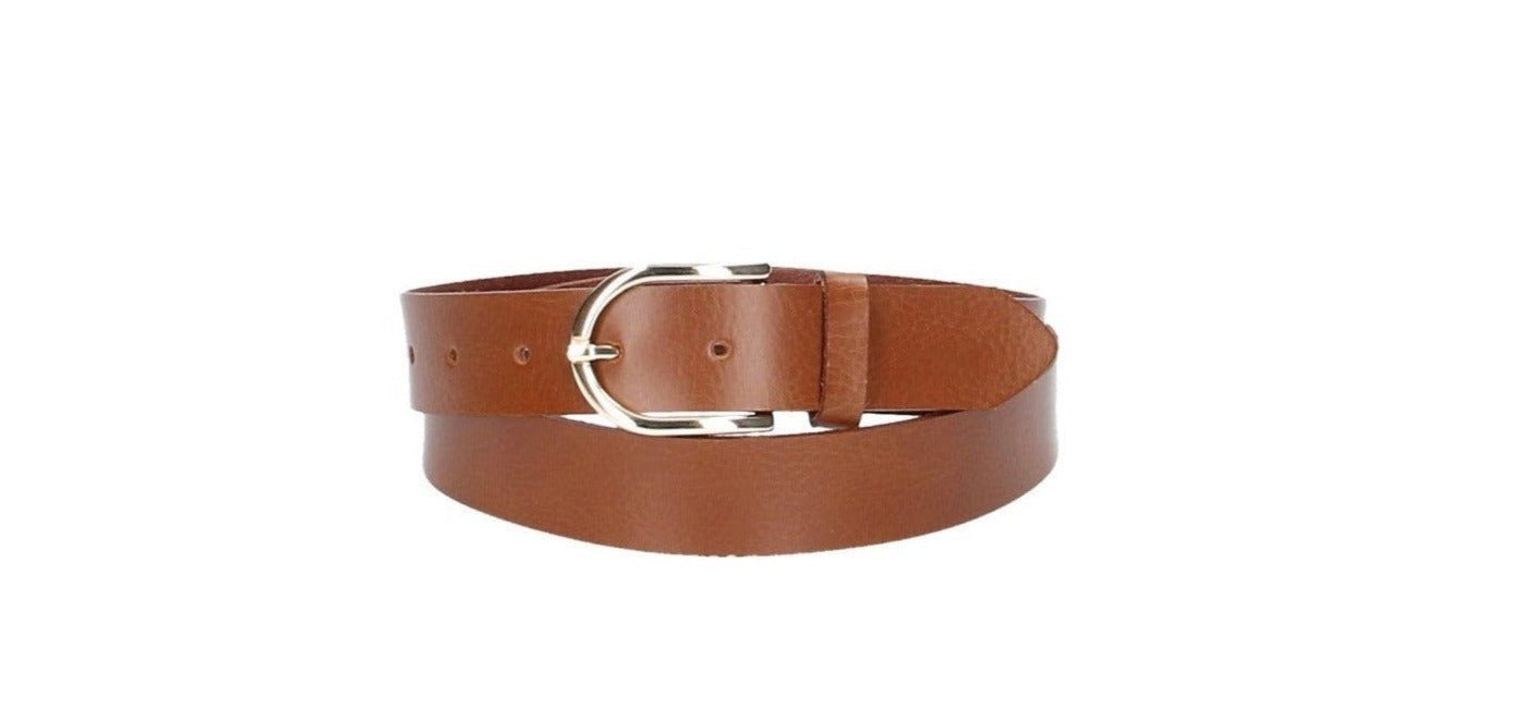 Leder Bazlen Ledergürtel 30mm in Cognac mit Dornschließe in Light Gold (LB1211B30-640) sehr weiches Vollrindleder von Leder Bazlen