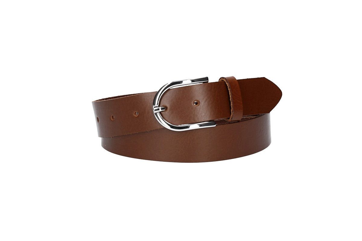 Leder Bazlen Ledergürtel 30mm in Cognac mit Dornschließe in Silber (LB1210B30-640) sehr weiches Vollrindleder von Leder Bazlen