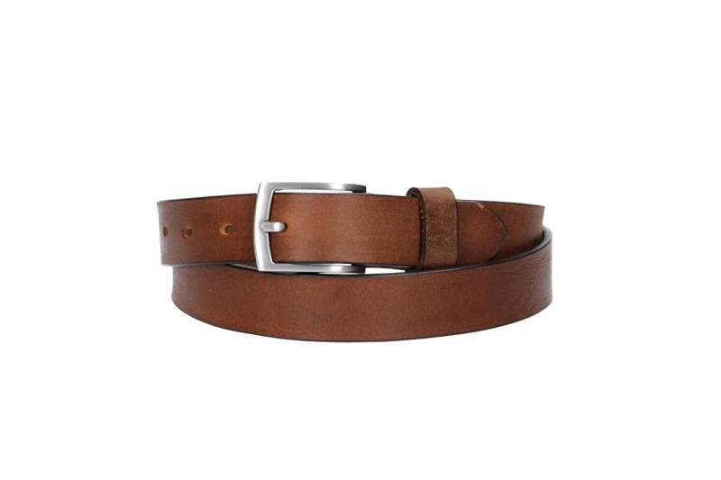 Leder Bazlen Ledergürtel 30mm in Cognac mit Schließe in Silber (LB1161B30-660, 1-St) sehr weiches Vollrindleder von Leder Bazlen