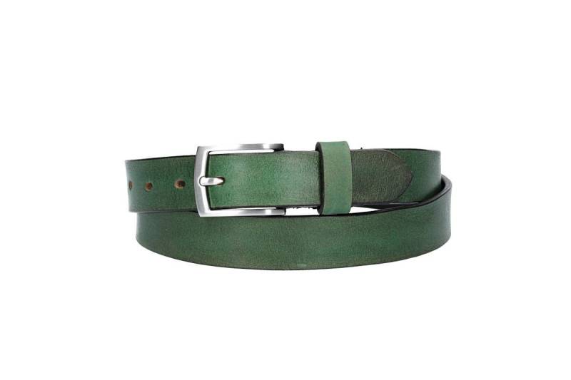 Leder Bazlen Ledergürtel 30mm in Grün mit Schließe in Silber (LB1171B30-550, 1-St) sehr weiches Vollrindleder von Leder Bazlen