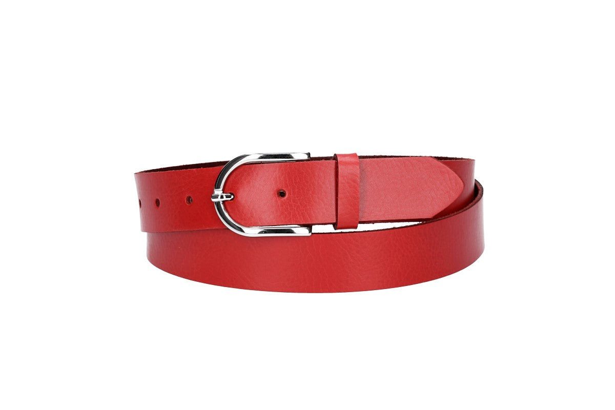 Leder Bazlen Ledergürtel 30mm in Rot mit Dornschließe in Silber (LB1210B30-350) sehr weiches Vollrindleder von Leder Bazlen