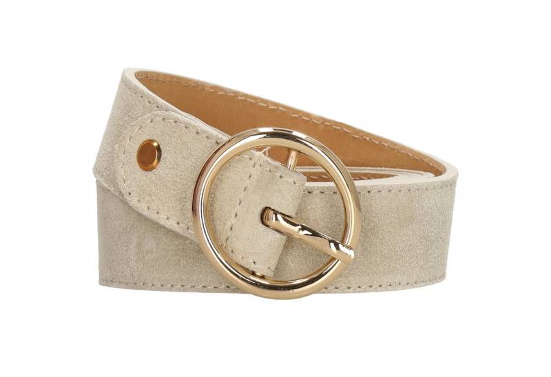 Leder Bazlen Ledergürtel Beige Damen 2,5cm - Veloursleder mit Gold-Vollschließe von Leder Bazlen