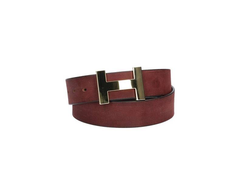 Leder Bazlen Ledergürtel Bordeaux 40mm mit H-Schließe in Gold von Leder Bazlen