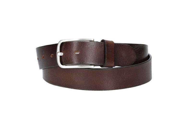 Leder Bazlen Ledergürtel Braun 35mm mit Dornschließe in Silber (LB1162B35-690, 1-St) sehr weiches Vollrindleder von Leder Bazlen