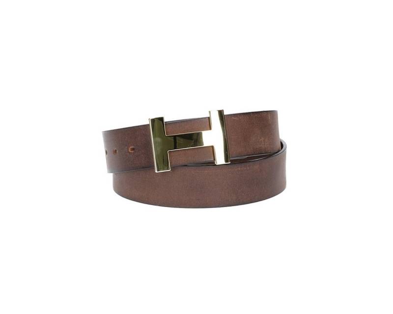 Leder Bazlen Ledergürtel Braun 40mm mit H-Schließe in Gold von Leder Bazlen