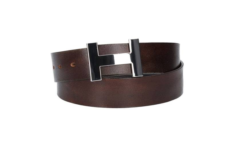 Leder Bazlen Ledergürtel Braun 40mm mit H-Schließe in Silber (LB1162B40E-690, 1-St) sehr weiches Vollrindleder von Leder Bazlen