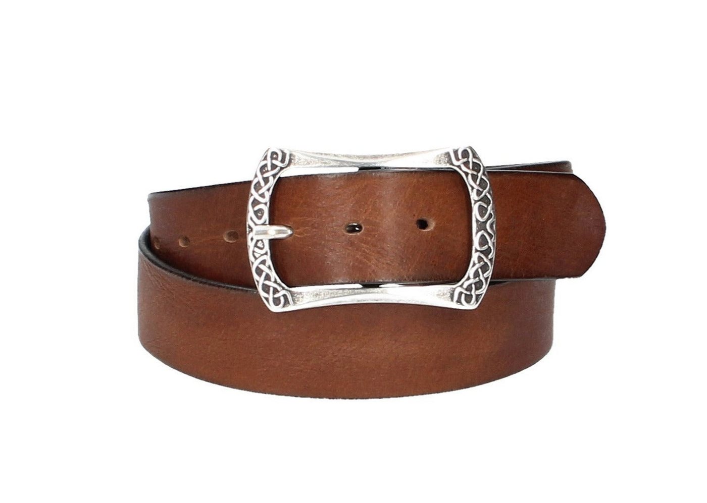 Leder Bazlen Ledergürtel Cognac 40mm mit Vollschließe in Silber (LB1161B40A-660) sehr weiches Vollrindleder von Leder Bazlen