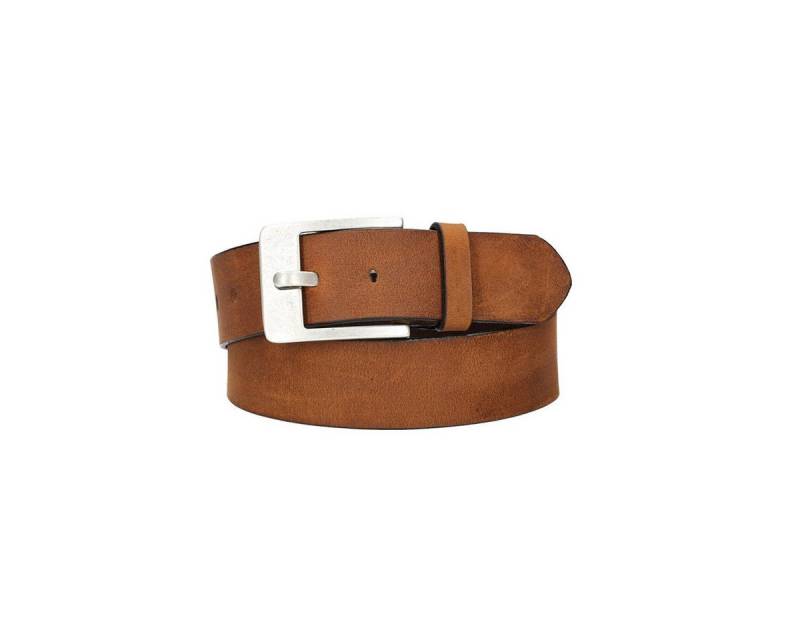 Leder Bazlen Ledergürtel Cognac 45mm mit Dornschließe in Silber (LB1156B45-640, 1-St) sehr weiches Vollrindleder von Leder Bazlen