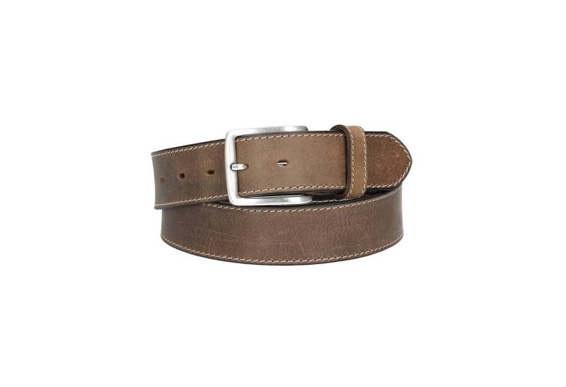 Leder Bazlen Ledergürtel Grau 40mm abgenäht mit Dornschließe in Silber (LB1183B40N-750, 1-St) sehr weiches Vollrindleder von Leder Bazlen