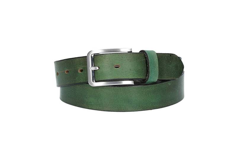 Leder Bazlen Ledergürtel Grün 35mm mit Dornschließe in Silber (LB1171B35M-550, 1-St) sehr weiches Vollrindleder von Leder Bazlen