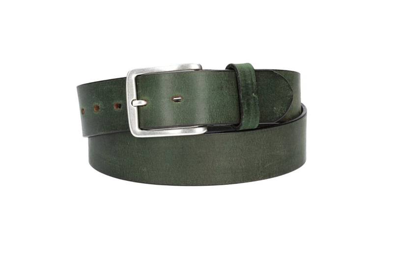 Leder Bazlen Ledergürtel Grün 40mm mit Dornschließe in Silber (LB1135B40-590, 1-St) sehr weiches Vollrindleder von Leder Bazlen
