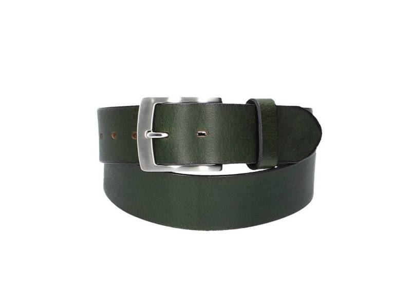 Leder Bazlen Ledergürtel Grün 40mm mit Dornschließe in Silber (LB1145B40-590, 1-St) sehr weiches Vollrindleder von Leder Bazlen