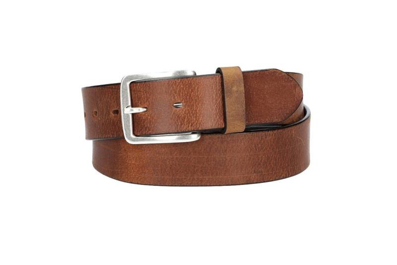 Leder Bazlen Ledergürtel Hellbraun 35mm mit Dornschließe in Silber (LB1132B40-640, 1-St) sehr weiches Vollrindleder von Leder Bazlen